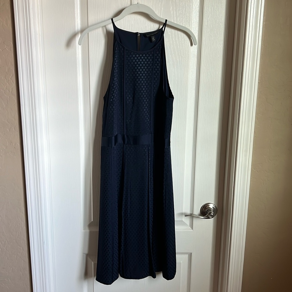 Banana Republic Navy Polkadot Satin Halter Dress Size 6P